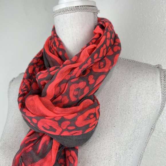 J Francis Scarf Orange Grey Animal Print Accessories Shawl Neck Warmer - Picture 6 of 11